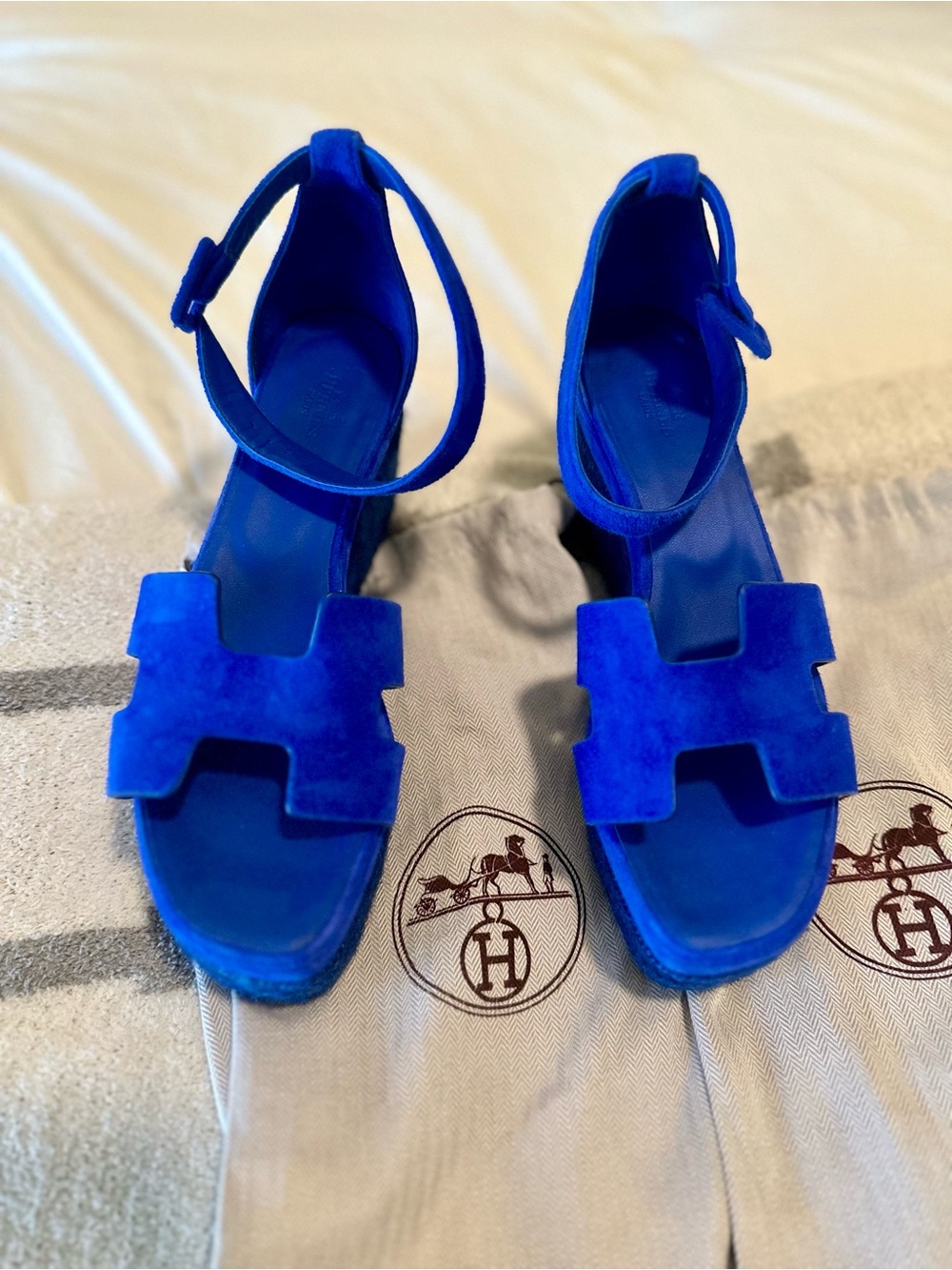 Elda espadrille in “ blue ocean color” size 8 Hermes 100% authentic woman’s shoe